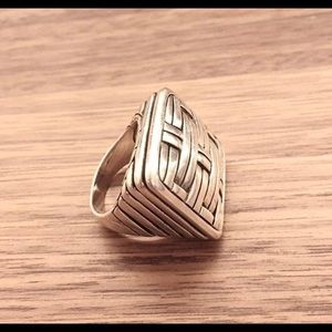 John Hardy Silver Woven Square Dome Ring